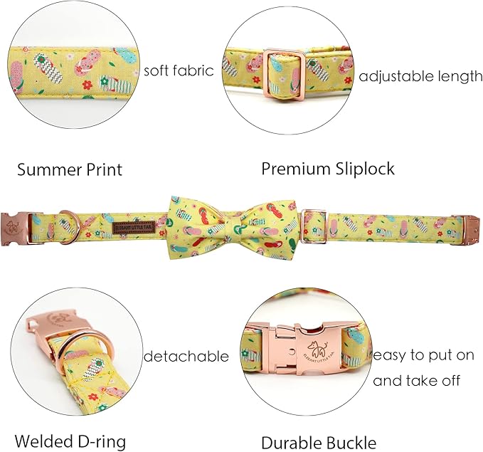 Elegant Little Tail Bowtie Dog Collar - Summer Cute Bow for Small to Large Dogs