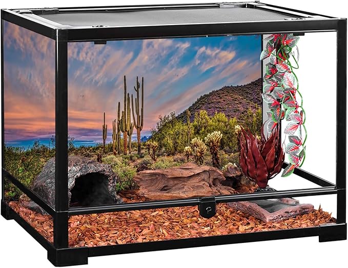 AWERT 30x18 inches Terrarium Background Blue Sky Cloud Huge Cactus Oasis Gobi Reptile Habitat Background Vinyl
