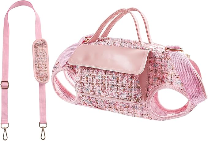 Dog Lift Harness Backpack for Small Dogs, Adjustable Straps Dog Sling Carrier for Hiking, Travel, Outdoor – Pink Medium