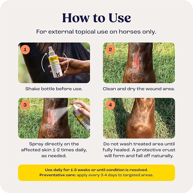 Summit Equine Sores & More Spray – All-Natural Horse Wound Care, Skin Repair & Itch Relief – Safe for Daily Use on Horses & All Animals – Non-Toxic, Steroid-Free, 4oz