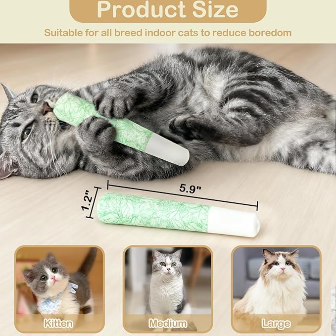 Tocirelo Catnip Toys for Cats 3pack - Bite Resistant Cat Nip Toys Filled with 100% Pure 45000mg A+Organic Catnip, Safe Kitten Teething Kicker Toys, Cat Chew Toy for Indoor Cats for Stress Relieving