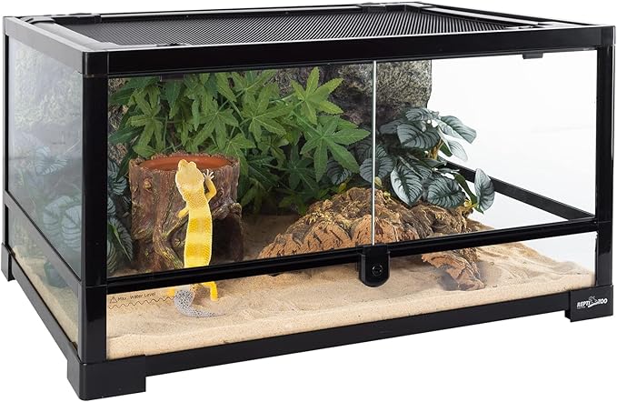 REPTIZOO Reptile Hide Cave Resin Moisture Keeping Reptile Cave with Clay Water Basin Humidifying Help Shedding for Leopard Gecko