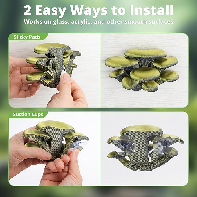 Mushroom Decor for Reptile Tank, Fish Tank, Pet-Safe Bearded Dragon Tank Accessories, Realistic Terrarium Plants for Leopard Geckos, Crested Geckos, Tree Frogs, Snakes (Cocoa, Cluster Cap)