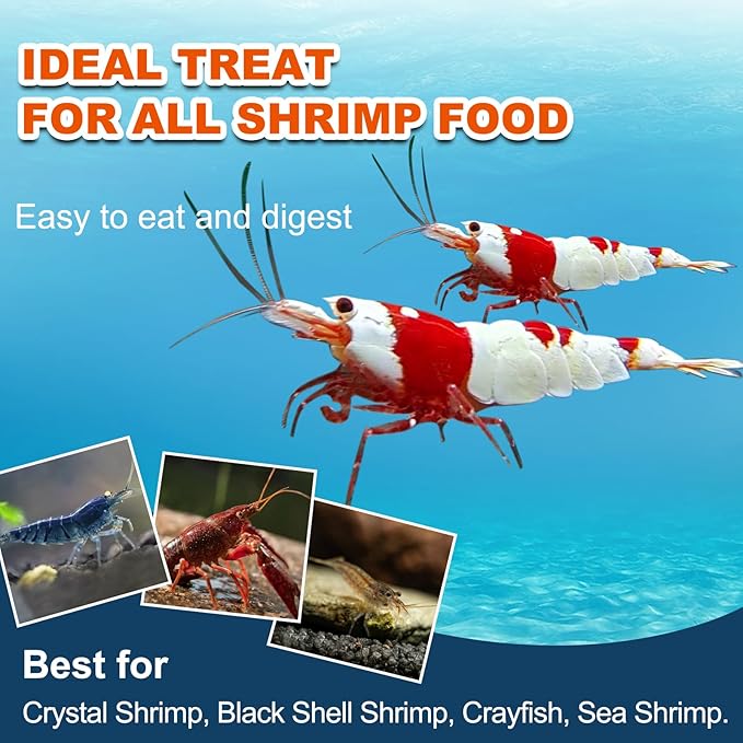 Premium Shrimp Food - High Protein Natural Pellets with Calcium Vitamins for Crystal, Red Cherry, Caridina & Tropical Shrimp(4.6oz)
