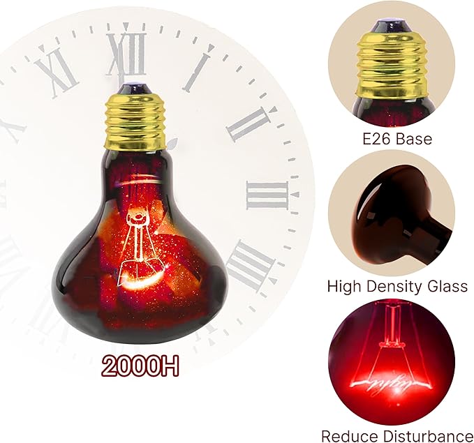 75W Infrared Basking Spot Light Bulbs for Reptiles&Amphibians,Suitable for Bearded Dragons, Snakes, Turtles&Lizards, Red Heat Lamp Bulbs Ideal for Pet Brooders,Reptile Terrarium&Turtle Tank