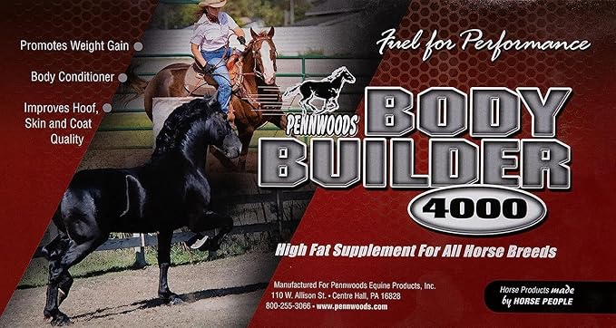 Pennwoods Body Builder 4000, Horse Weight Gain Supplement, High Fat and Energy Horse Weight Builder with Body Conditioning Horse Vitamins, Improves Hoof Quality - 25 LB Bag