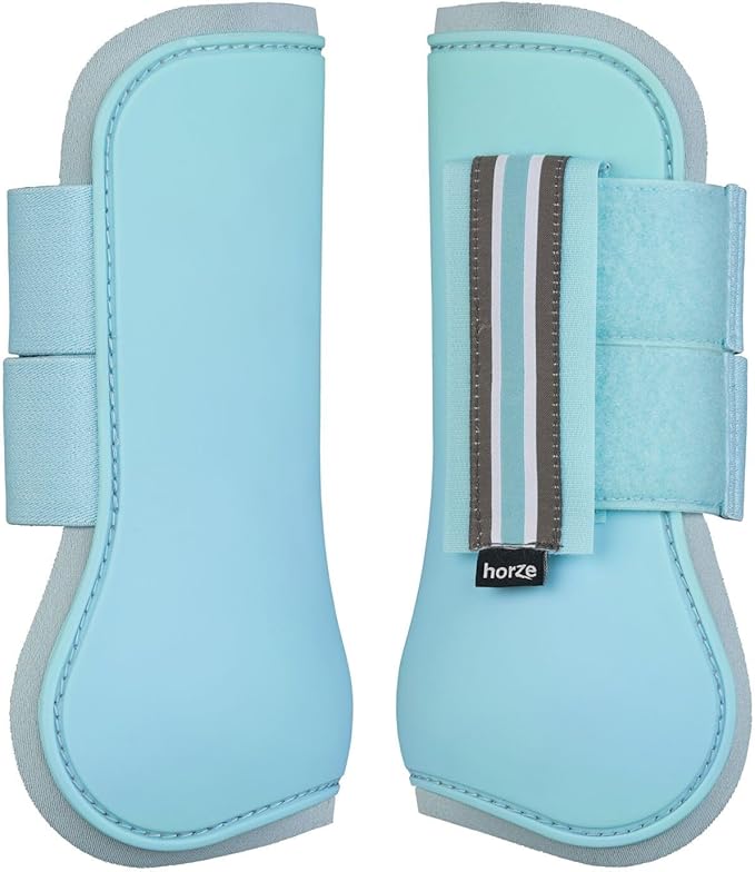 HORZE Adepto Open Front Tendon Boots | Durable Shell with Neoprene Lining - Canal Blue - Pony