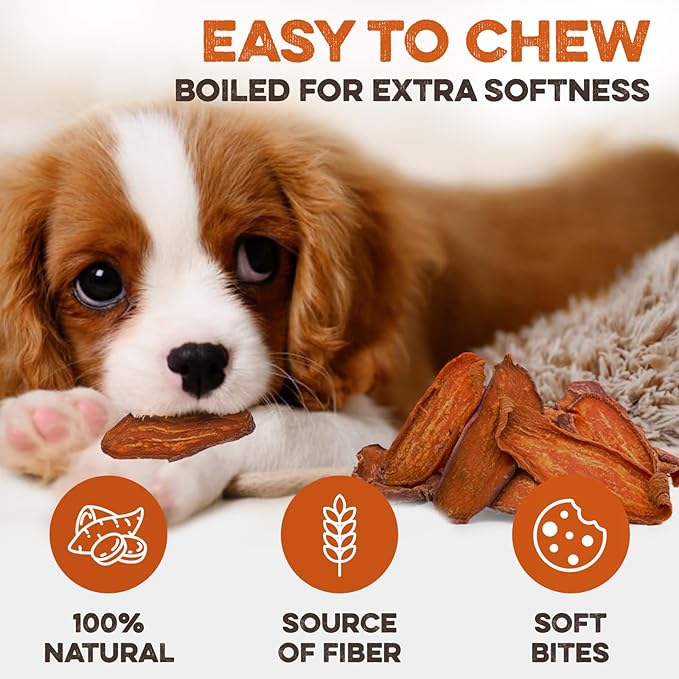 Sweet Potato Slices For Dogs - Soft & Chewy - Single Ingredient Dog Treats, Healthy 100% Natural Sweet Potato Dog Treats With No Added Preservatives - Softer & Great For Puppies Or Senior Dogs (2lb)