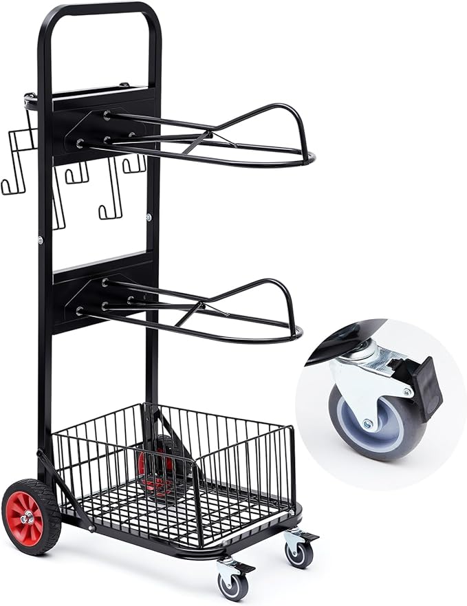 Rolling Saddle Cart with Wheel, Saddle Rack Dolly Heavy Duty Horse Equipment Cart Foldable Horse Tack for Storage Moving Organize Transport Supplies (Upgrade 4 Wheels)