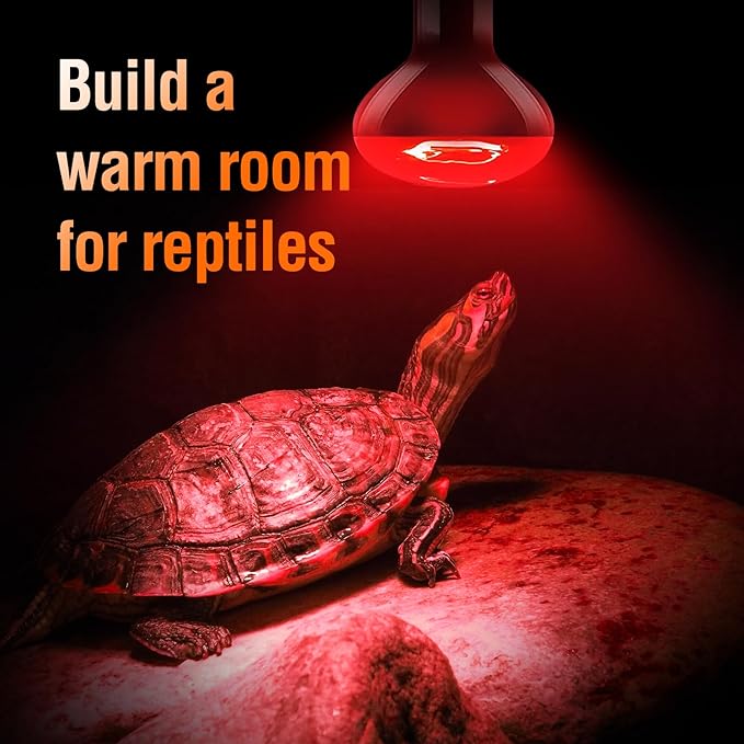 Leoterra 75w Reptile Heat Lamp 2PACK Red Night Heat Lamp Dimmable Heat lamp for Reptiles Night Heat Use E26 Base Long Service Life