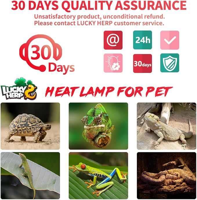 LUCKY HERP Infrared Heat Lamp 75W 2 Pack，Reptile & Amphibian Basking Spot Light Bulbs, Red Heat Lamp Bulbs for Reptiles, Bearded Dragon, Turtle, Lizard, Snake, Chicken