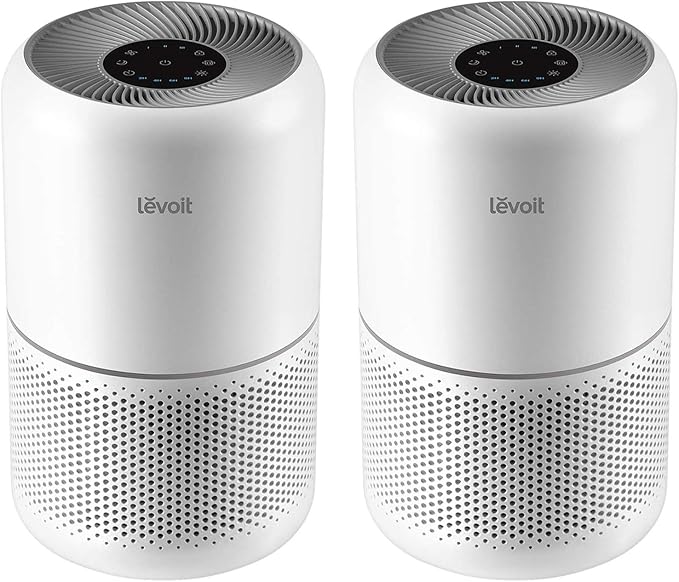 LEVOIT Air Purifier for Home Allergens Pets in Bedroom, Covers Up to 1073 ft² by 56W High Torque Motor, AHAM VERIFIDE, 3-in-1 Filter, HEPA Sleep Mode, Remove Dust Smoke Odor, Core300-P, White, 2 Pack