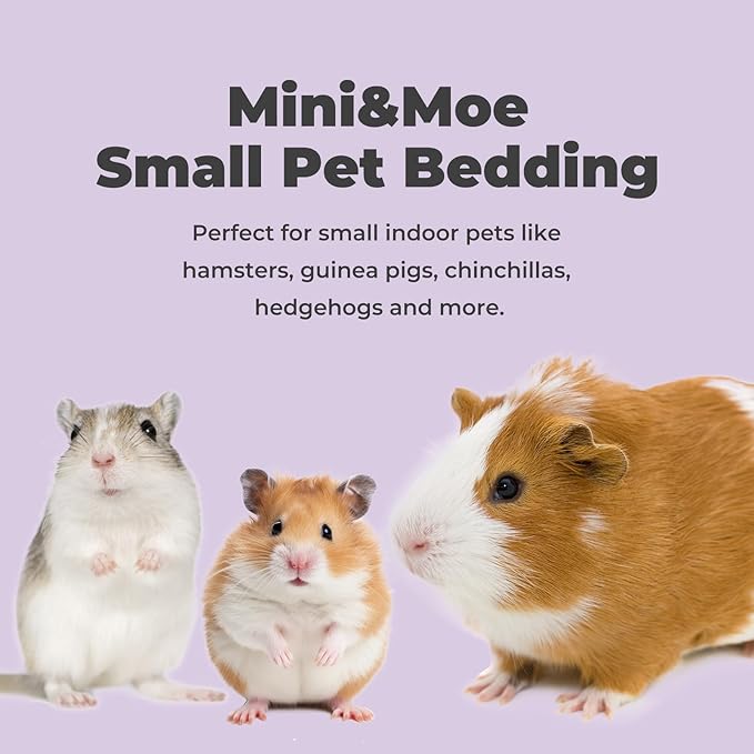 mini&moe Hamster Bedding 23 Liters:Hamster Bedding Dust-Free and Odor Control Moisture Absorbent Natural Paper Small Pet Bedding - for Guinea Pigs, Hamsters, Rabbits, and Small Animal