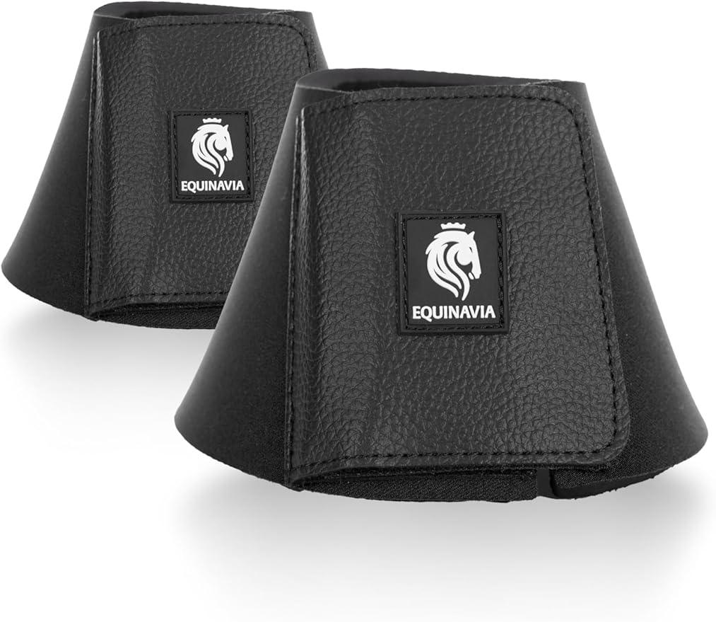 Equinavia Toki Bell Boots for Horses | Neoprene Overreach Boots - Black - L