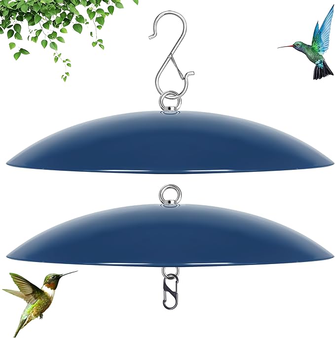 Bird Feeder Dome Guard,Squirrel Baffle for Hanging Feeder,13-Inch Cover for Shepherd's Hook in The Outdoors (Blue), 2 Pack