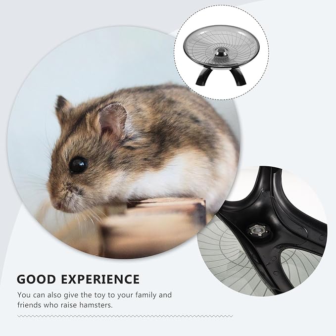 POPETPOP Hamster Exercise Wheel Super Silent: Hamster Flying Saucer Silent Hamster Wheel Guinea Pig Run Wheel for Hamsters Gerbils Mice Hedgehogs (Black)