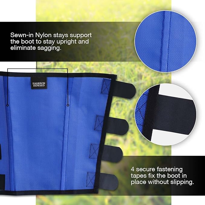 Harrison Howard Loose-Fitting Horse Fly Leggings Breathable, Tear-Resistant Fine Mesh Leg Guards Stay-on Comfortable Fly Boots (Set of 4) Blue Small