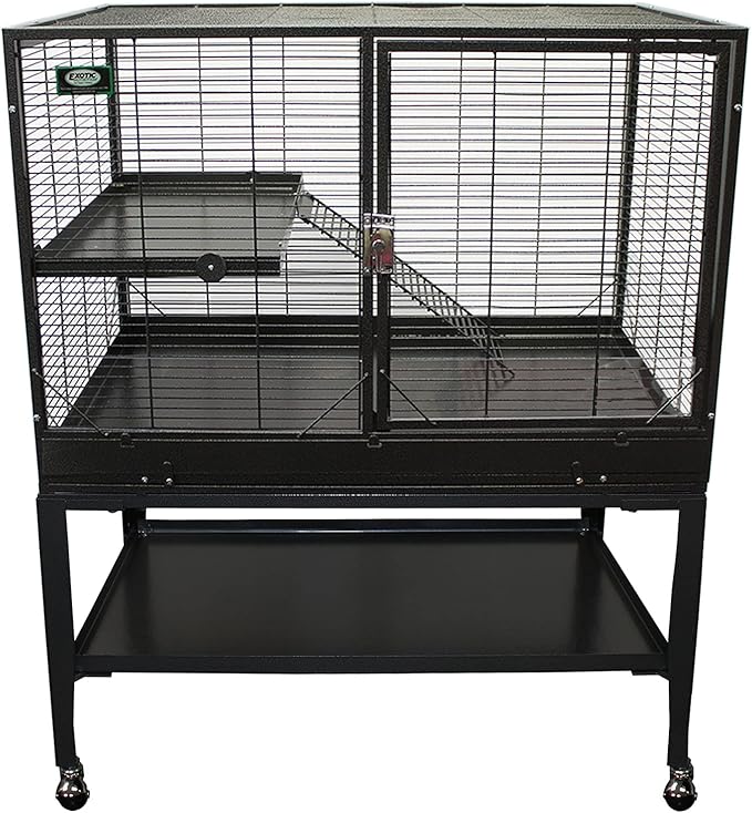 Durable All-Metal Mansion Cage for Chinchillas, Rats, Ferrets, Degus (2-Level)