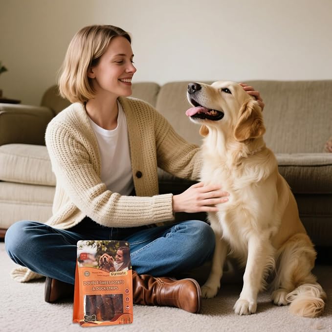 Dog Jerky Treats Duck Wrapped Orange Purple Sweet Potato, Healthy Dog Snacks High Protein Low Fat, Soft Chews Eliminates Tears, Training Rewards Treats for Small Medium Large Breeds,10.58 oz