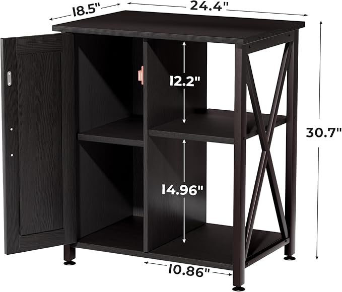45-67 Gallon Reptile Tank Stand with Power Outlet, Terrarium Stand with Storage Cabinet, 24" Wx18 D Tabletop, Reptile Terrarium, Black PG12XYB