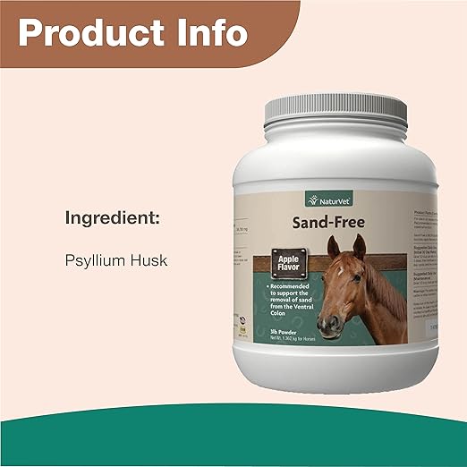 NaturVet – Sand Free Horse Powder – 3 lbs – Maintains Healthy Intestinal Function – Supports Removal of Sand from Ventral Colon – Enhanced with Tasty Apple Flavor