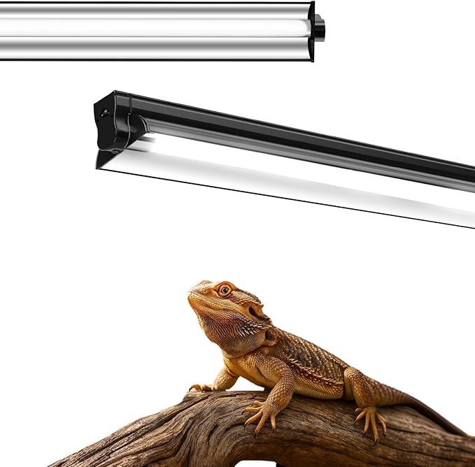 8W T5 HO UVB Reptile Light Fixture Kit, Terrarium Hood Light with Reptile Desert UVB 10.0 Fluorescent Tube