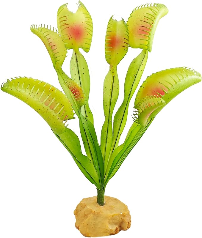 Woyrise Reptile Plants Succulent, Artificial Desert Plant for Terrarium Decor, Bearded Dragon Tank Accessories fit Gecko Lizard Chameleon Ball Python Snake - Venus Flytrap Plant