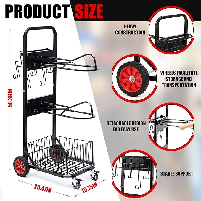 Rolling Saddle Cart with Wheel, Saddle Rack Dolly Heavy Duty Horse Equipment Cart Foldable Horse Tack for Storage Moving Organize Transport Supplies (Upgrade 4 Wheels)