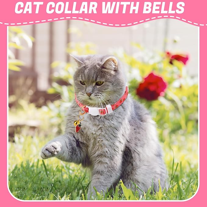 10 Pack Breakaway Cat Collars with Bells Fruit Pendants Adjustable Safety Kitten Collar Fruit Cat Collar with Bell Ideal for Girl Boy Cats
