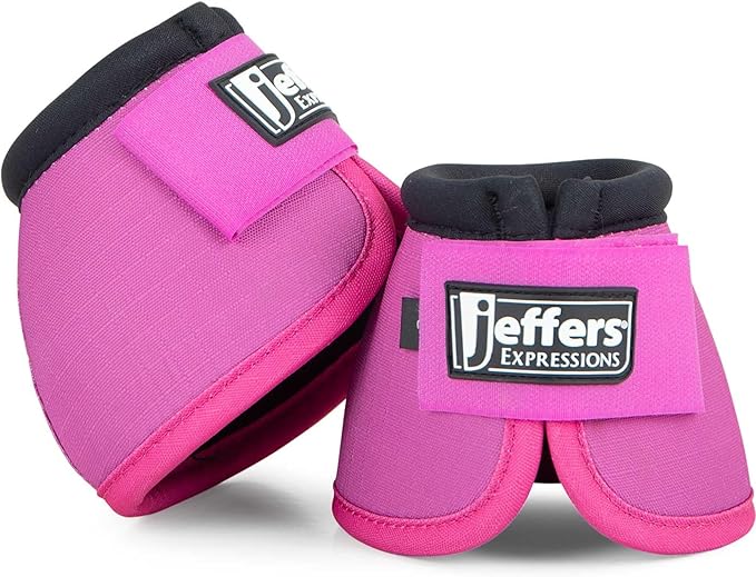 Jeffers Expression No Turn Bell Boots for Horses - Purple & Pink, Medium | Shock Absorbing Hoof Protection | Secure Double Hook & Loop Closure, Perfect for Turnout, Training, & Riding - 1 Pair
