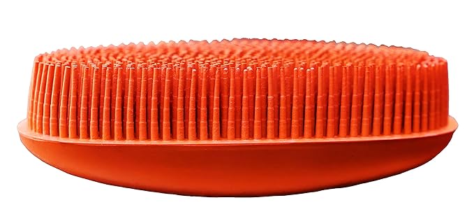 Grewal Equestrian Oval Face Grooming & Bathing Curry Brush for Horses, Dogs, Cats, & Other Pets - Very Soft Bristles (Orange)
