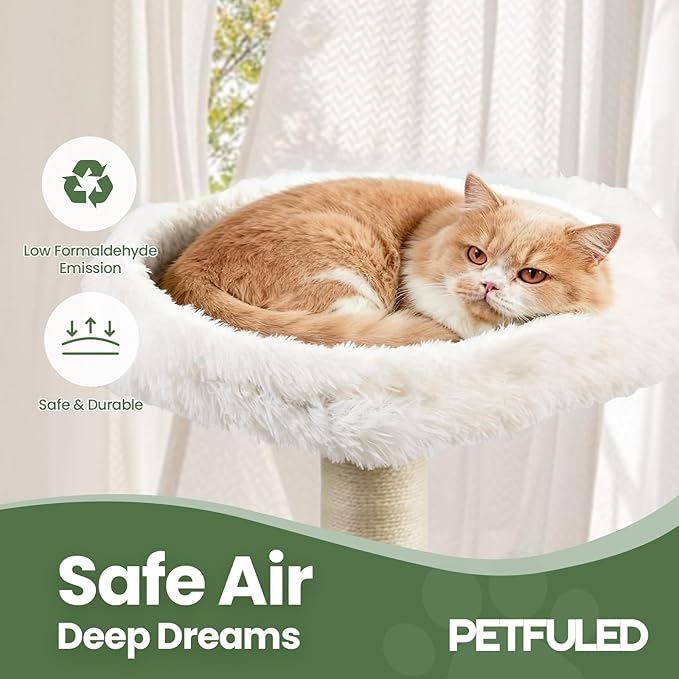 Cat Tree, 37.4-Inch Cat Tower with Plush Cozy Perch for Indoor Cats, Sturdy Tower with Fully Sisal-Wrapped Columns and Plush Toy Ball for Kitty Play,