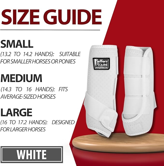 Jeffers Equine Protective Horse Boots 1 Pair White, Safe Neoprene Leg Guards & Comfortable Fit, Durable Strap Closures, Front & Hind Support, Equestrian Accessories for Travel & Riding - Small