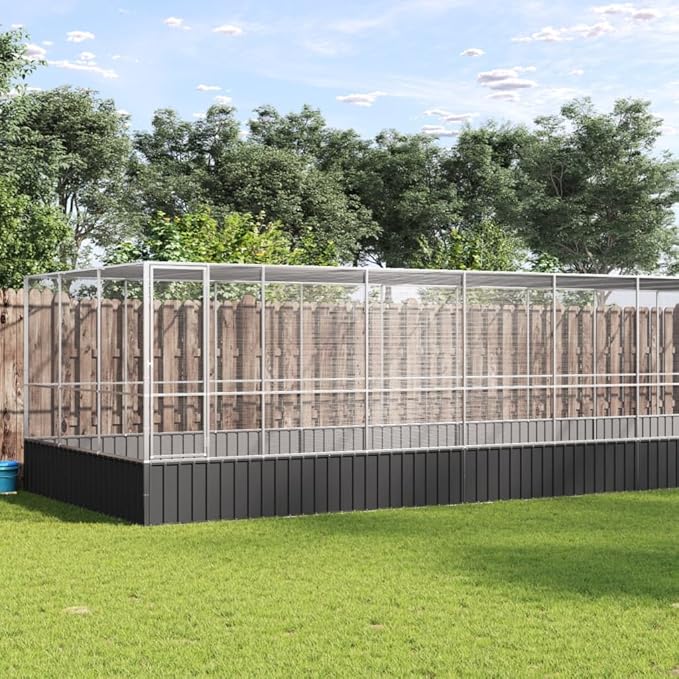 Steel Aviary with Extension, Large Flight King Bird Cage for Cockatiels African Grey Quaker Amazon Sun Parakeets Green Cheek Conures Pigeons Parrot Bird Cage, 366.9"x120.9"x83.5",-117