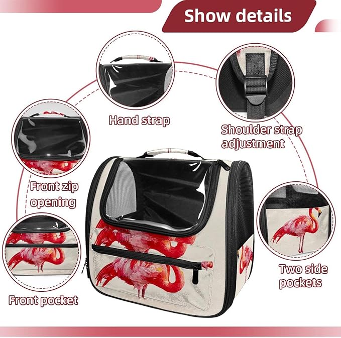 Color Flamingo (1) Cat Backpack Carrier, Breathable Cat Carrier Large Space Bubble Pet Backpack for Kitty Small Dog