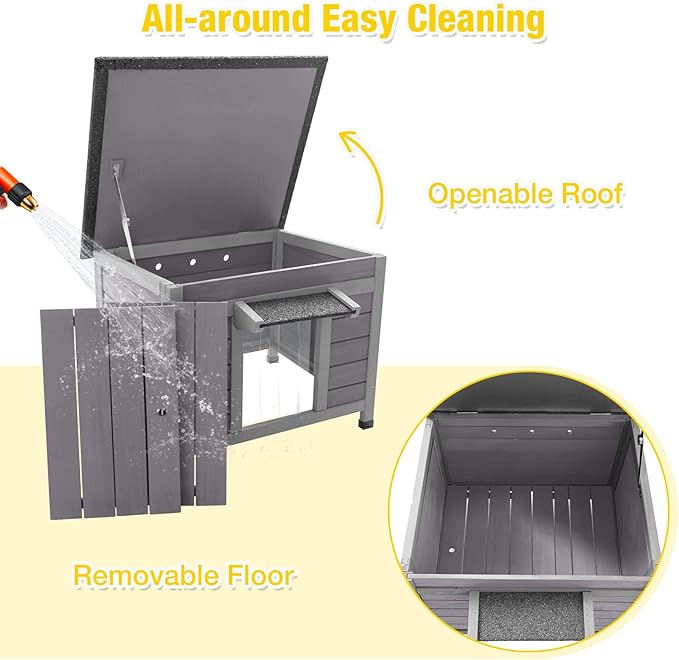 Aivituvin Heated Cat House Outdoor with Insulated Liner Weatherproof Feral Cat Shelter for Winter Outside Small Animal