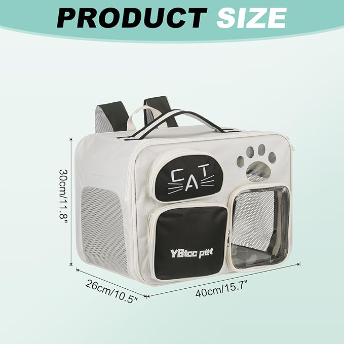 Cat Backpack Carrier, Breathable Dog Carrier Pet Supplies for Cats or Small Dogs Puppies, Intended for Hiking/Camping/Traveling (Black, 16"x10"x12")