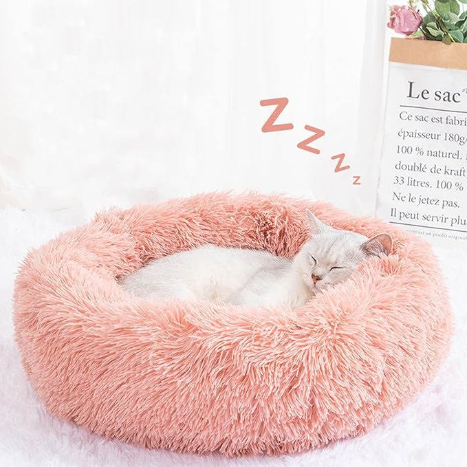 Nisrada Dog Bed for Small Medium Large Dogs, 27 inch Calming Dogs Bed, Washable-Round Cozy Soft Pet Bed for Puppy and Kitten with Slip-Resistant Bottom