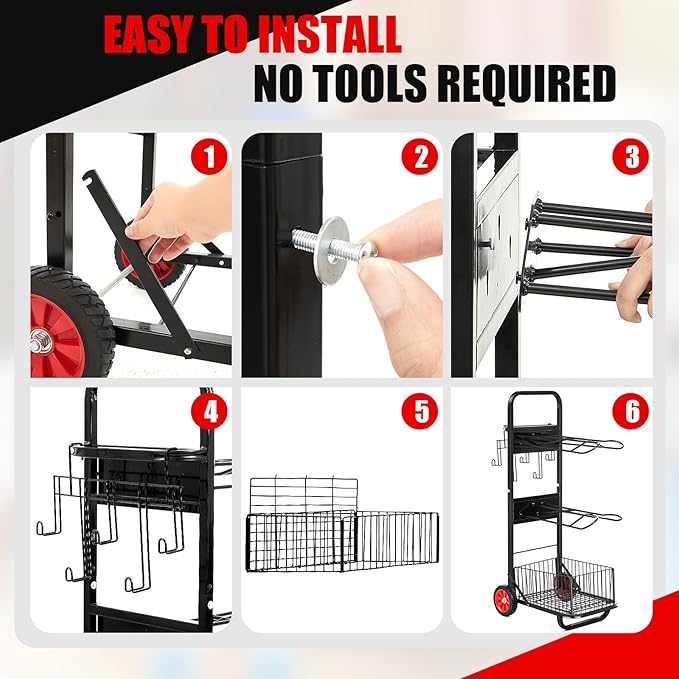Rolling Saddle Cart with Wheel Saddle Rack Dolly Heavy Duty Horse Equipment Cart Foldable Horse Tack Cart for Storage Moving Organize Transport Supplies(Non Removable Saddle Rack)