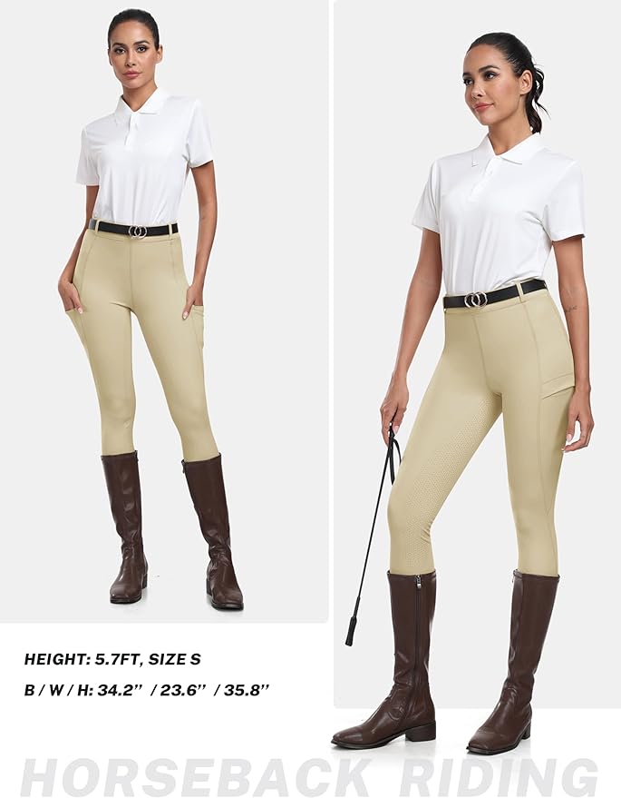 MoFiz Women's Silicone Full Seat Horse Riding Pants Zipper Pockets Equestrian Breeches Riding Tights