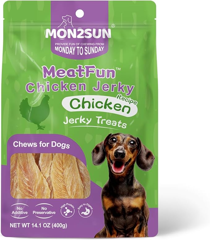 MON2SUN Dog Treats Chicken Jerky, Single-Ingredient, Rawhide-Free, High Protein, Low Fat, Training Treats for Small to Large Dogs, 14.1 oz