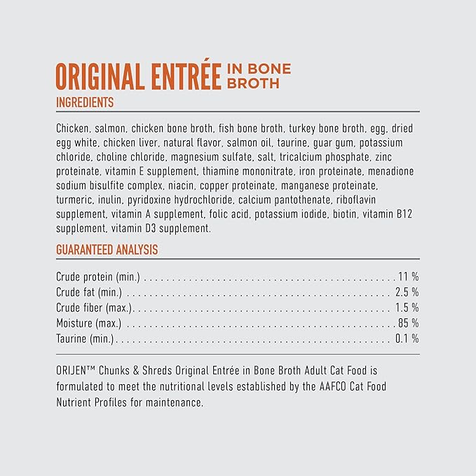 ORIJEN Chunks & Shreds Wet Cat Food Original Entrée 5.5oz Cans (6 Count)