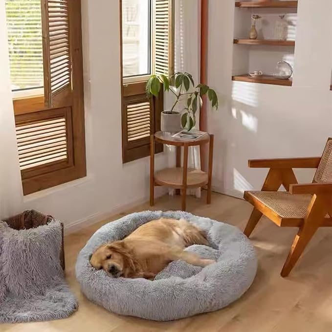 Nisrada Dog Bed for Small Medium Large Dogs, 30 inch Calming Dogs Bed, Washable-Round Cozy Soft Pet Bed for Puppy and Kitten with Slip-Resistant Bottom