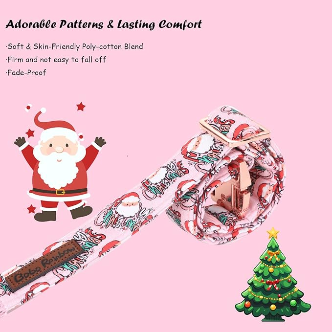 Christmas Dog Collar, Pink Christmas Santa Claus Dog Collar Bow Tie Pet Collars with Bow Adjustable Pet Collars with Premium Metal Buckle Dogs Necklace for X-Small Girl Dogs