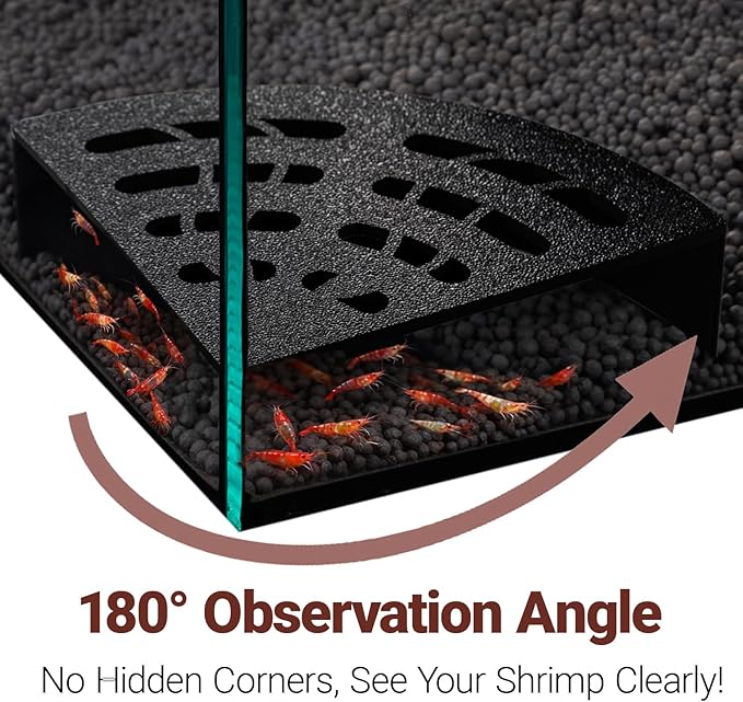 Shrimp Cave 2-Pack – Space-Saving Fan-Shaped Aquarium Cave Decor with 180° Wide-View Design, Compact Fish Tank Accessories for Cherry/Dwarf Shrimp (Black)
