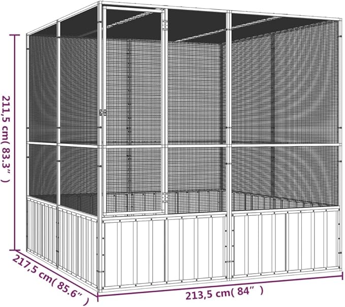 Steel Bird Cage, Large Flight King Bird Cage for Cockatiels African Grey Quaker Amazon Sun Parakeets Green Cheek Conures Pigeons Parrot Bird Cage Birdcage, Anthracite 84.1"x85.6"x83.3" -AA