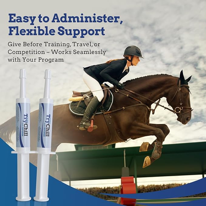 TryChill™ 3 Pack – L-Tryptophan-Based Support for Horses – Promotes a Composed Demeanor Without Sedation – Enhances Focus, Confidence & Performance – 100% Natural & Competition Safe