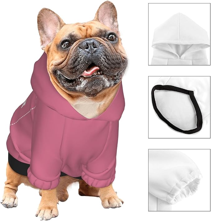 Personalized Chihuahua Dog Hoodie, Custom Pet Warm Sweatshirt Costume with Name Number Photo, Customize ID Clothes for Pupppy Kitten Dogs Cats, DarkPink, M