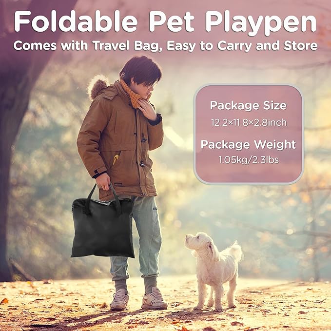 Foldable Pet Kitten Playpen, Upgrade Waterproof Portable Cat Dog Playpen Kennel Tent for Dog Cat, Retractable Shade Cover with Free Carrying Case, Indoor Outdoor Use for Small Pet, Pink
