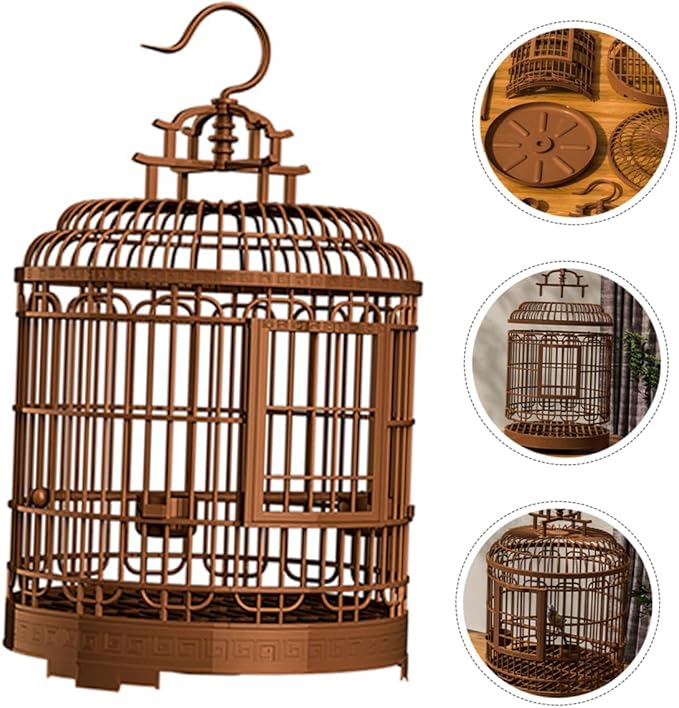 Milisten Large Portable Bird Carrier Cage for Lovebirds Parakeets and Cockatiels Retro Plastic Design Travel-Friendly for Home and Outdoor Use